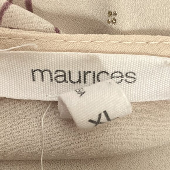 Maurices XL Cream Gold Chiffon Floral Pullover Lantern Sleeve Top Blouse Shirt - Picture 5 of 6